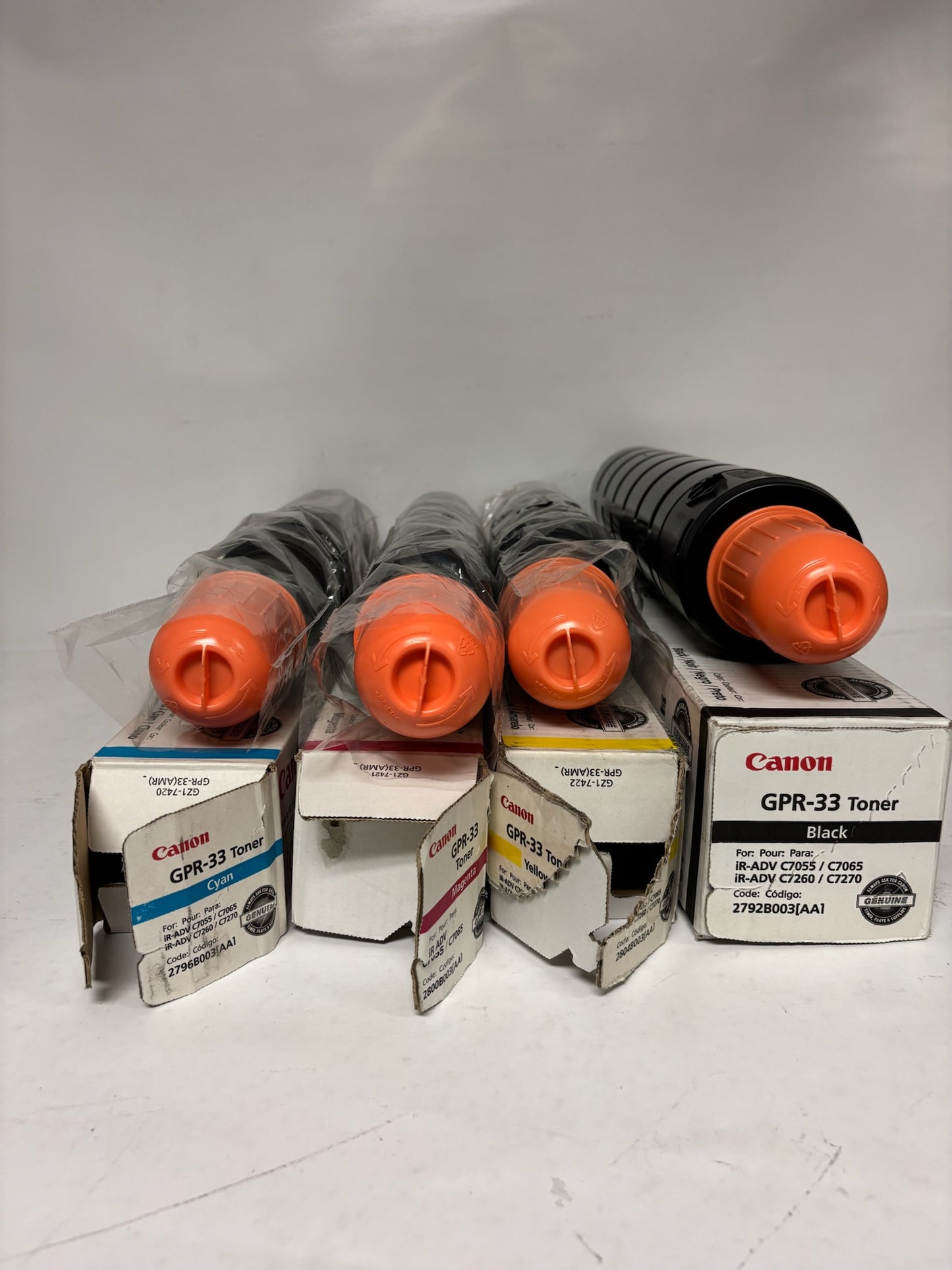 4 New Open OEM Canon iRA C7055, C7065, C7260, C7270 GPR-33, GPR33 CMYK Toners