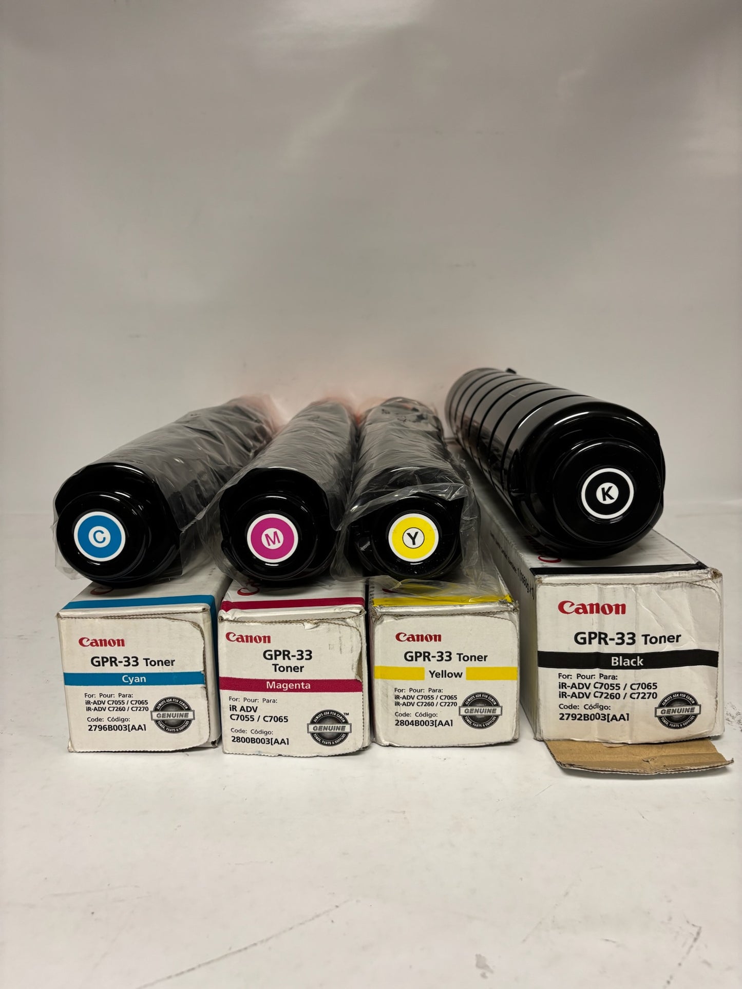 4 New Open OEM Canon iRA C7055, C7065, C7260, C7270 GPR-33, GPR33 CMYK Toners
