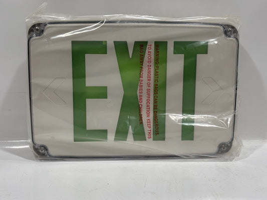 Exitronix GVEX-WP-1-LB-WH – Outdoor LED Exit Sign, Single Face, Green Letters