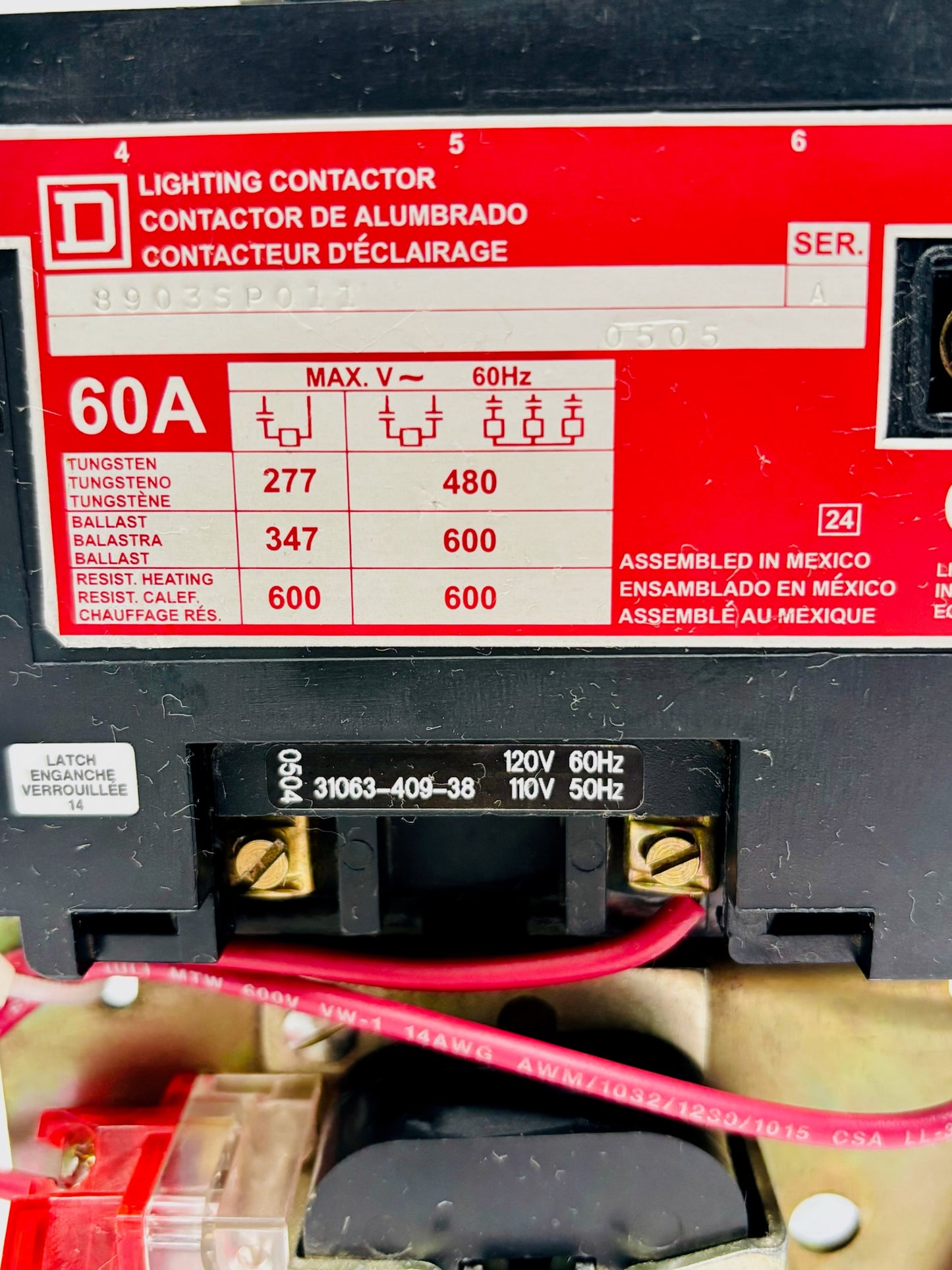 Square D 8903SP011 Lighting Contactor