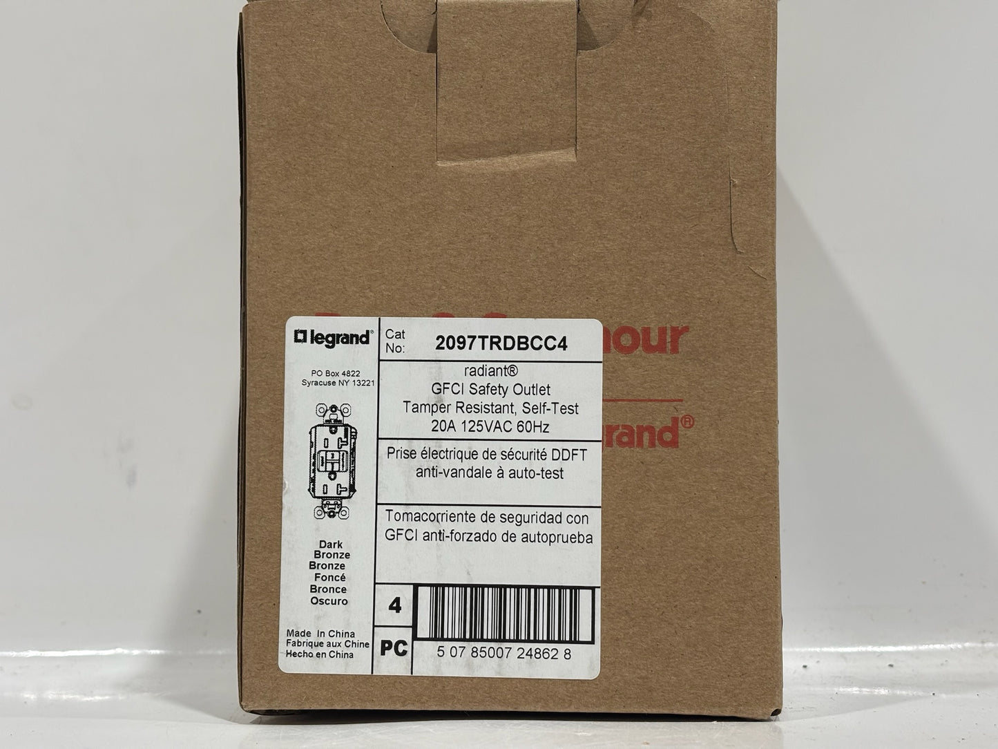 4 PK Legrand 2097TRDBCC4 – 20A Self-Test Tamper-Resistant GFCI, Dark Bronze