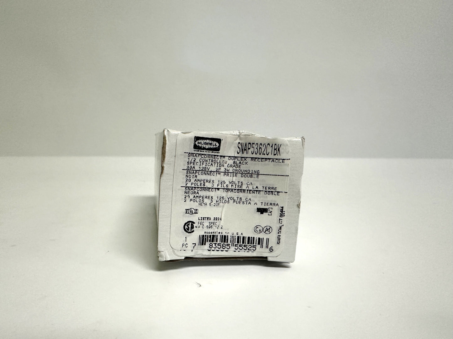10 PK Hubbell (SNAP5362C1BK) Duplex Receptacle, 20A, 125V, 2-Pole, Black