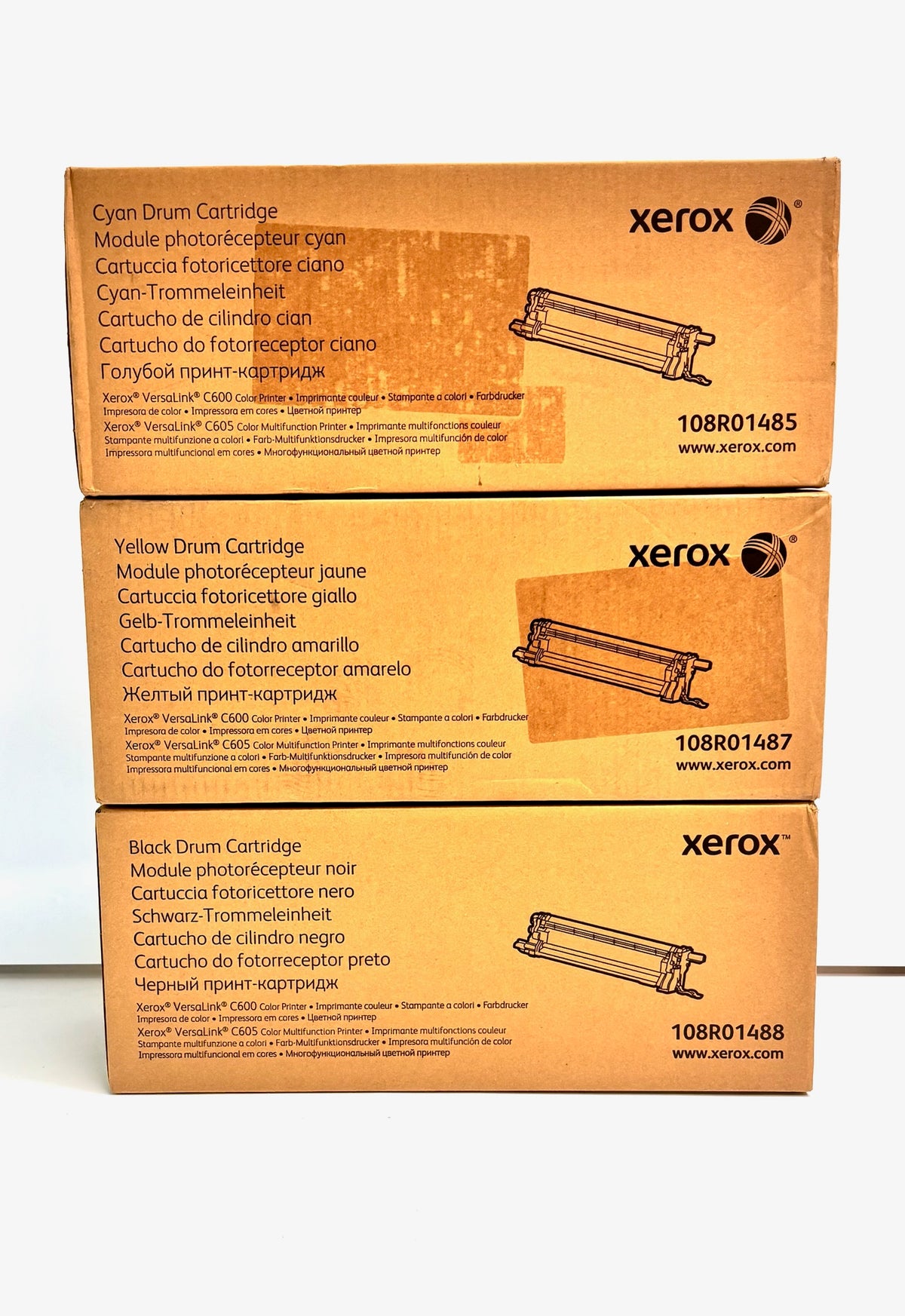 3 Genuine Xerox VersaLink C600, C605 CYK Drum Cartridge 108R01485, 1487, 1488
