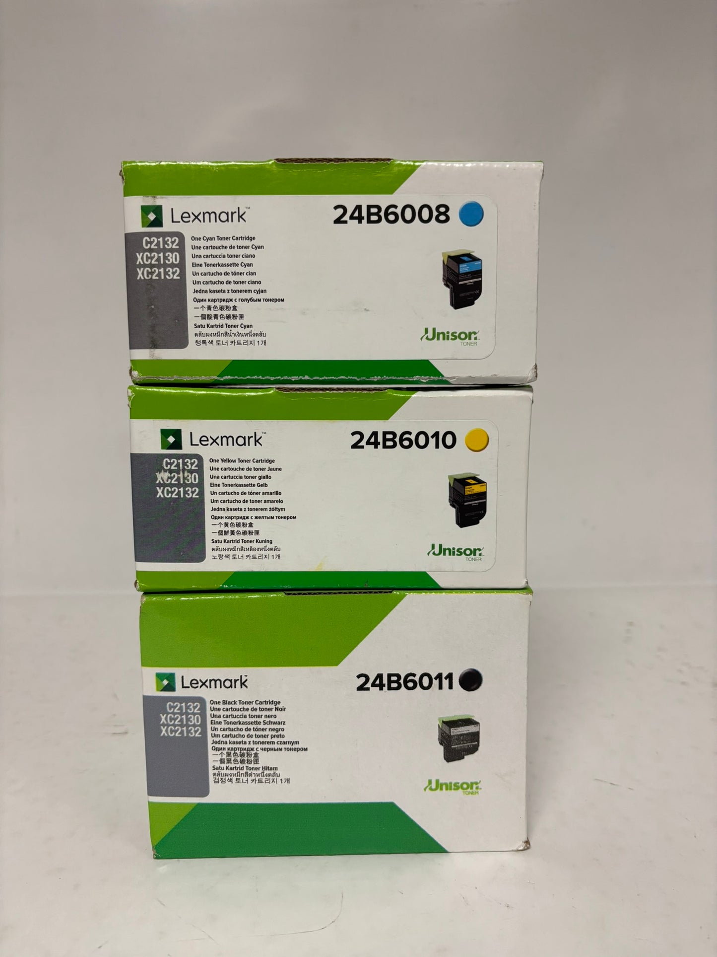 3 OEM Lexmark C2132,XC2130,XC2132 CYK Toners 24B6008,24B6010,24B6011 (No Mag)