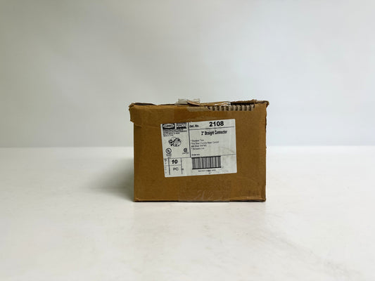 10 PK Raco (2108) 2"  Flex Straight Squeeze Connector, Uninsulated, Iron
