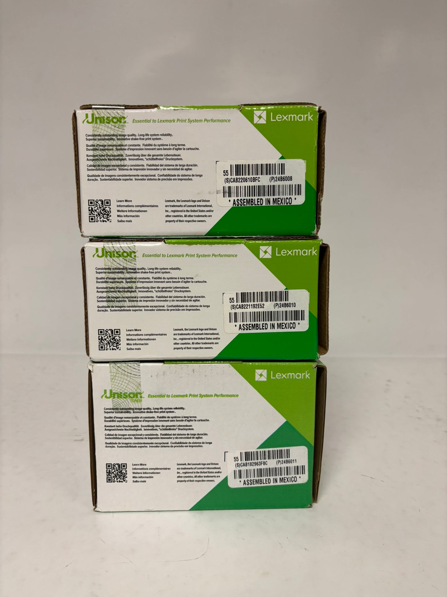 3 OEM Lexmark C2132,XC2130,XC2132 CYK Toners 24B6008,24B6010,24B6011 (No Mag)