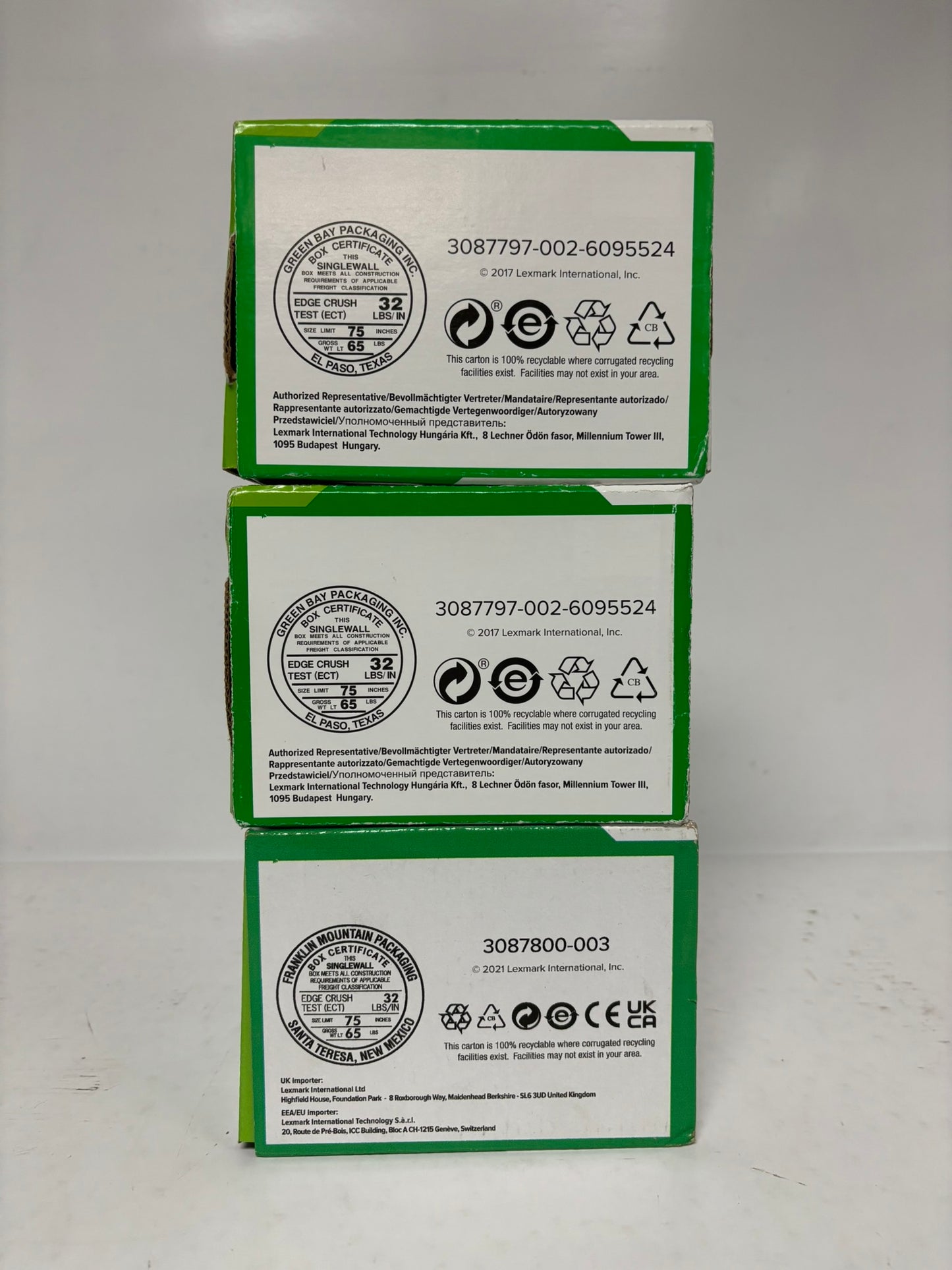 3 OEM Lexmark C2132,XC2130,XC2132 CYK Toners 24B6008,24B6010,24B6011 (No Mag)