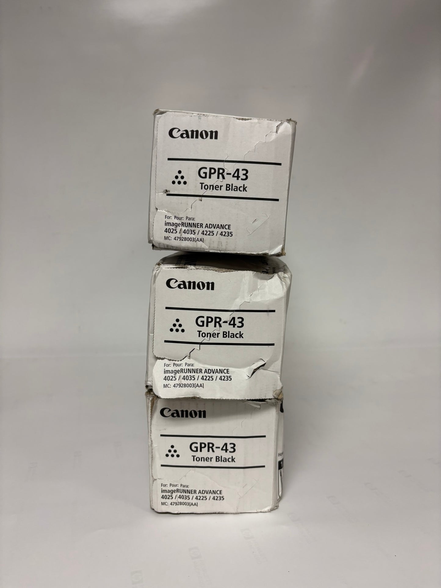 3 Cosmetic OEM Canon iRA 4025, 4035, 4225, 4235 Black Toners GPR-43, 4792B003