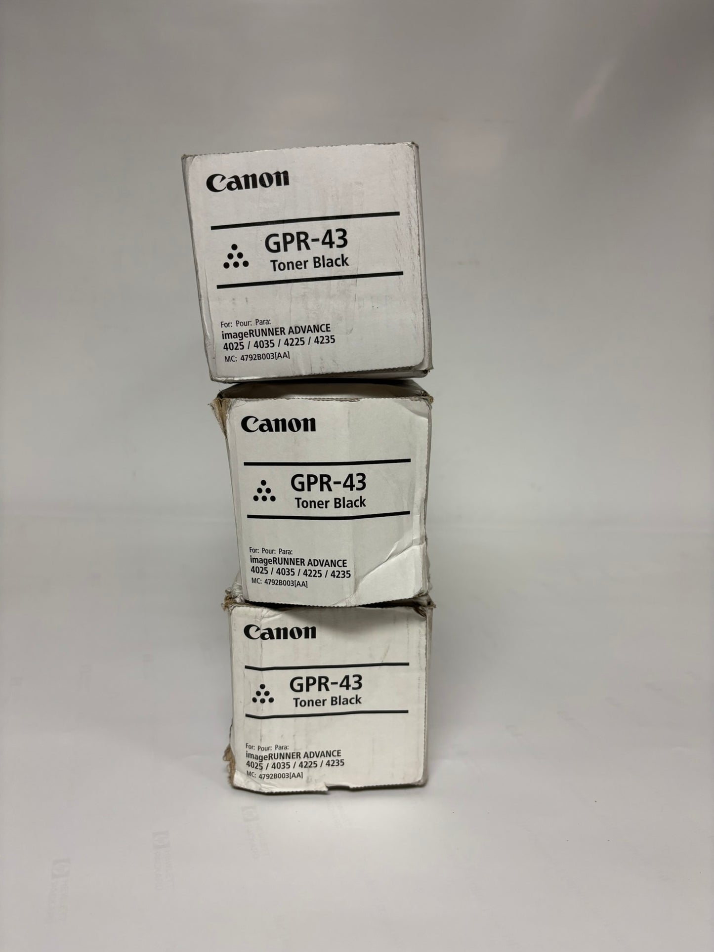 3 Cosmetic OEM Canon iRA 4025, 4035, 4225, 4235 Black Toners GPR-43, 4792B003