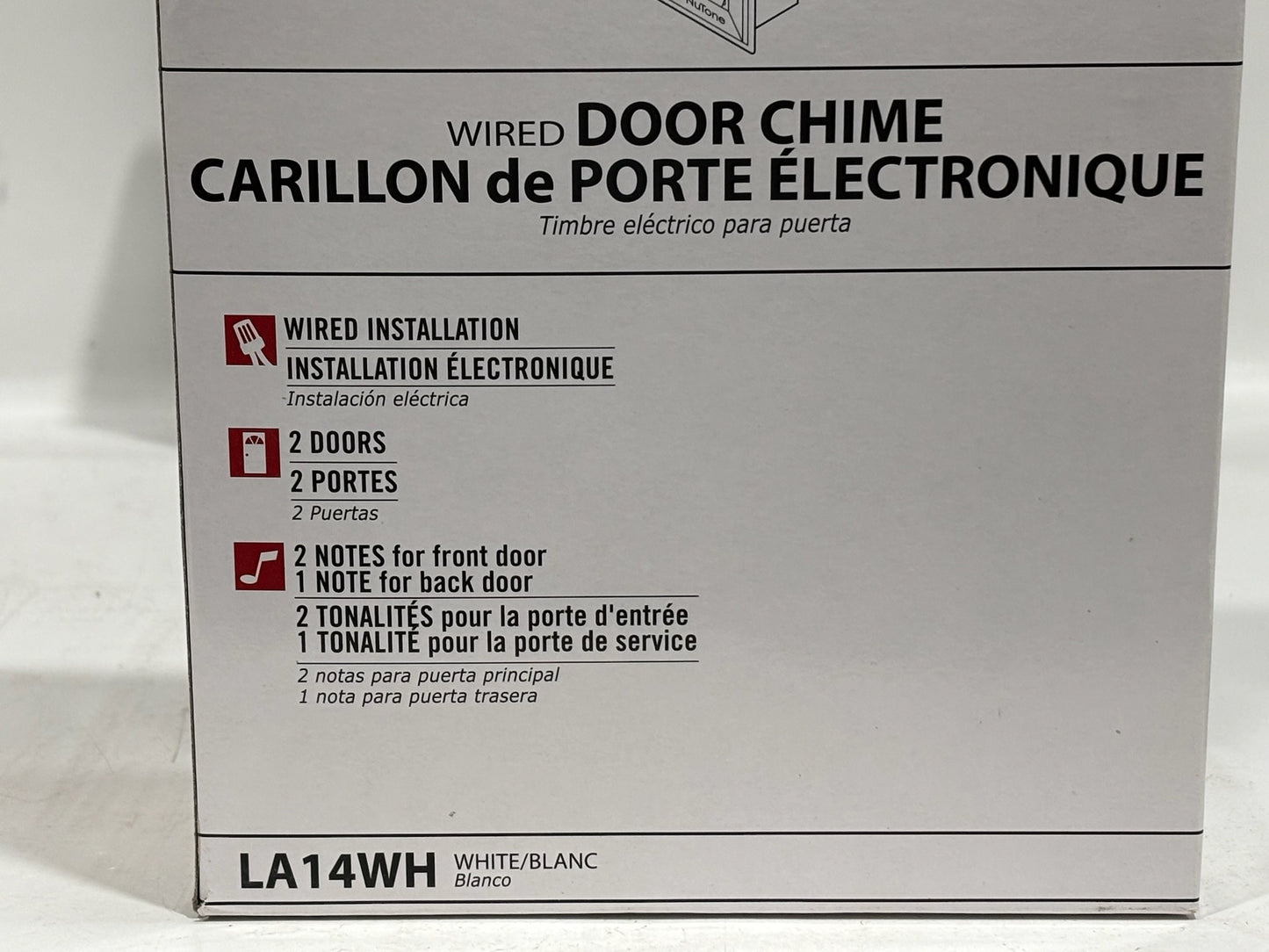 Lot of 2 Nutone LA14WH Decorative Wired Door Chime, White (Missing Cover)