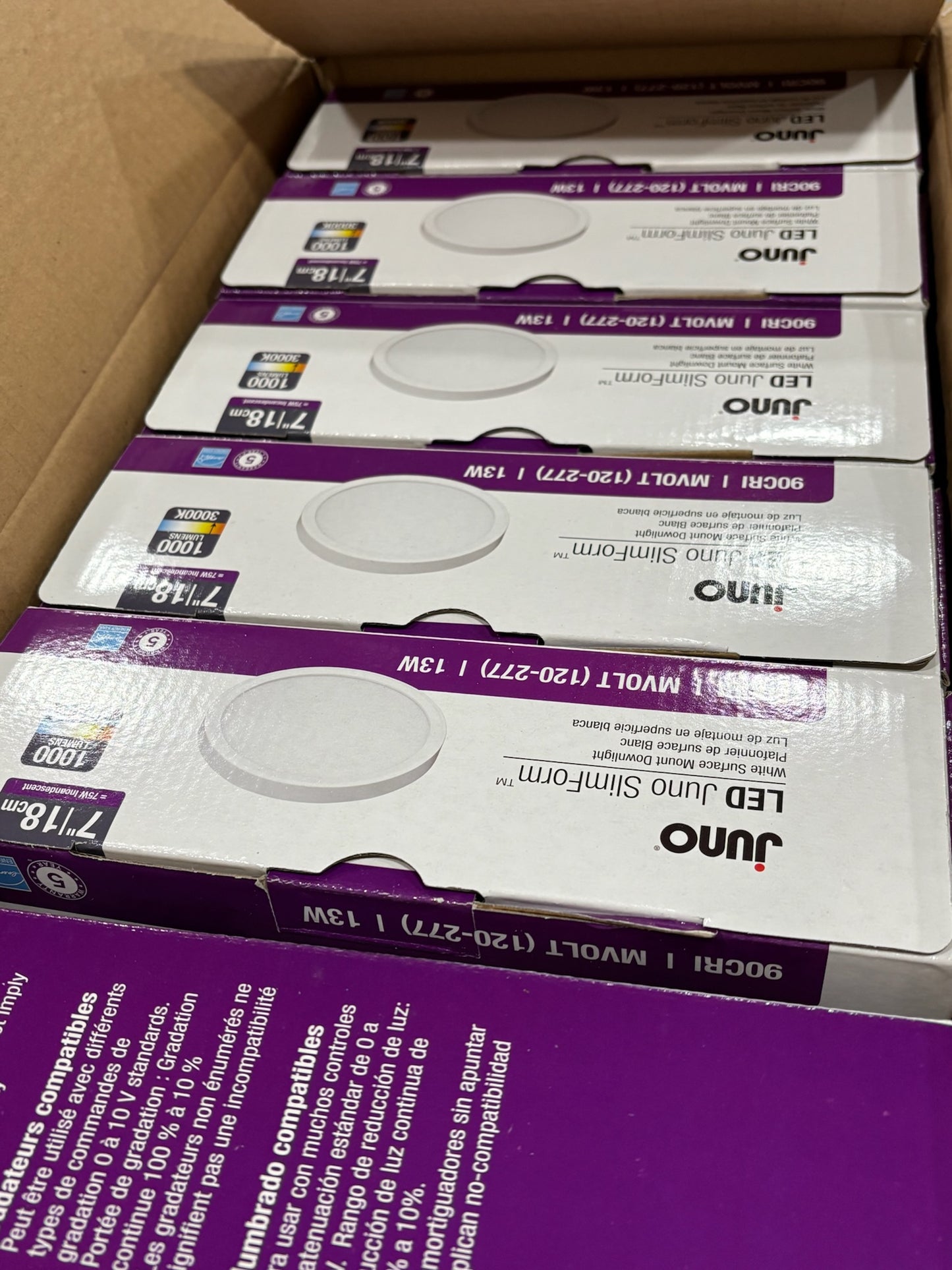 6 PK Juno 259ENX – 7″ Round SlimForm Surface-Mount LED Downlight, 1000 lm