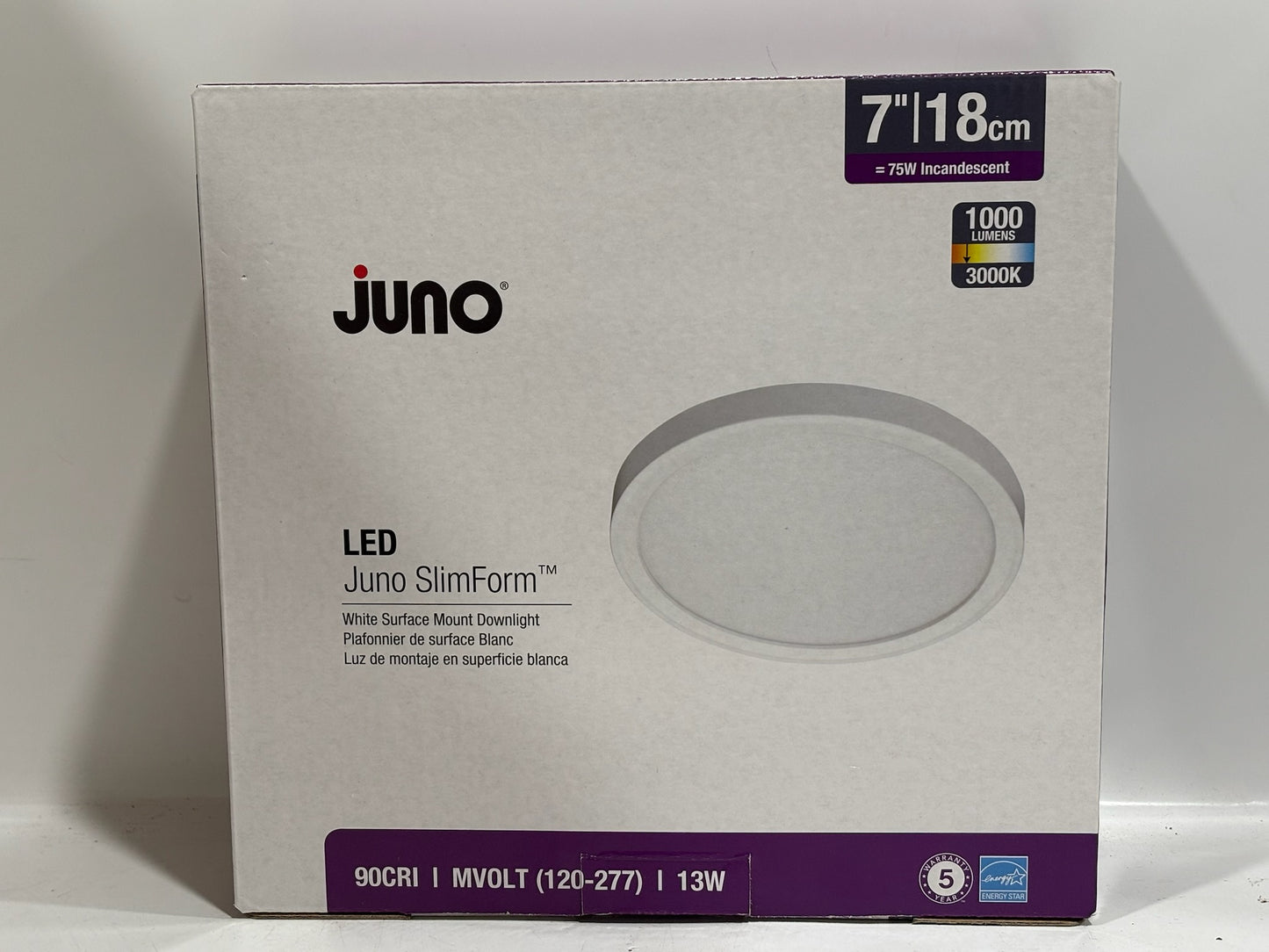 6 PK Juno 259ENX – 7″ Round SlimForm Surface-Mount LED Downlight, 1000 lm