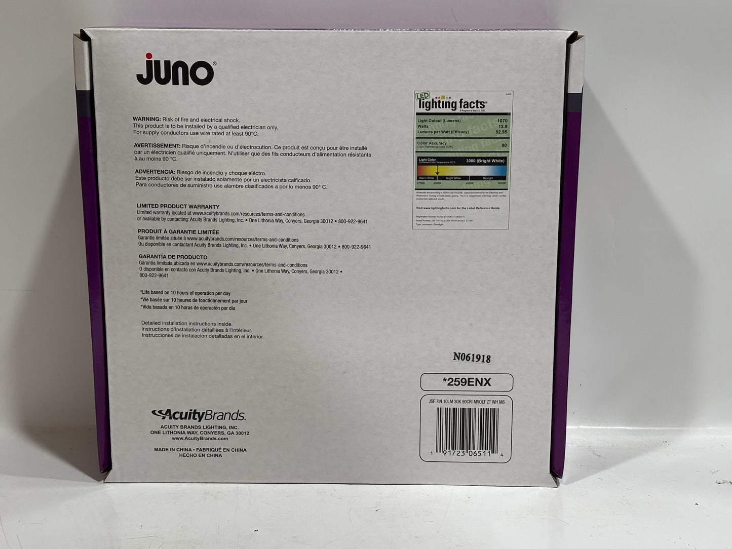 6 PK Juno 259ENX – 7″ Round SlimForm Surface-Mount LED Downlight, 1000 lm