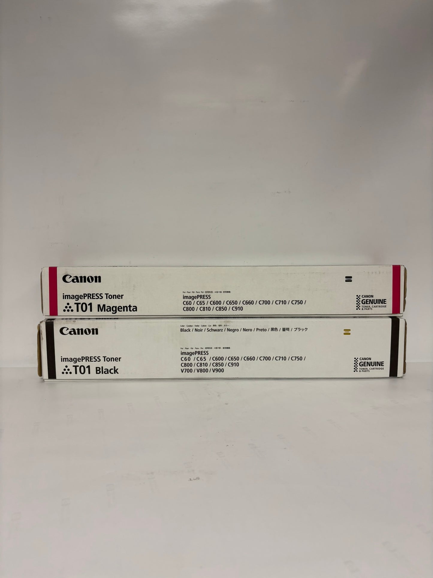 2 OEM Canon C60,C65,C600,C650,C660,C700,C710 Mag and Black Toners T01M, T01K