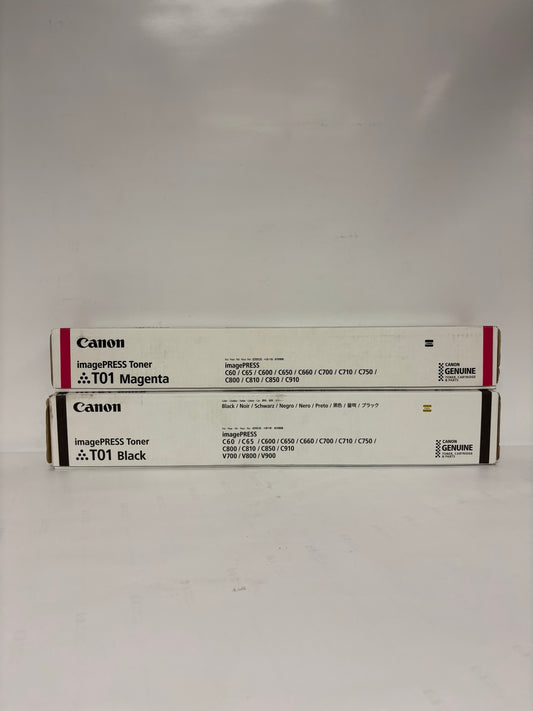 2 OEM Canon C60,C65,C600,C650,C660,C700,C710 Mag and Black Toners T01M, T01K