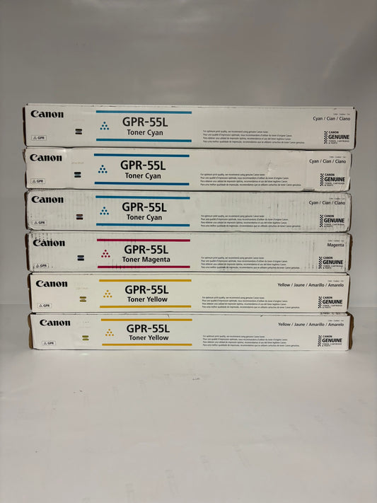 6 OEM Canon IR C5535,C5540,C5550,C5560 GPR-55L CCCMYY Toners (No Black)