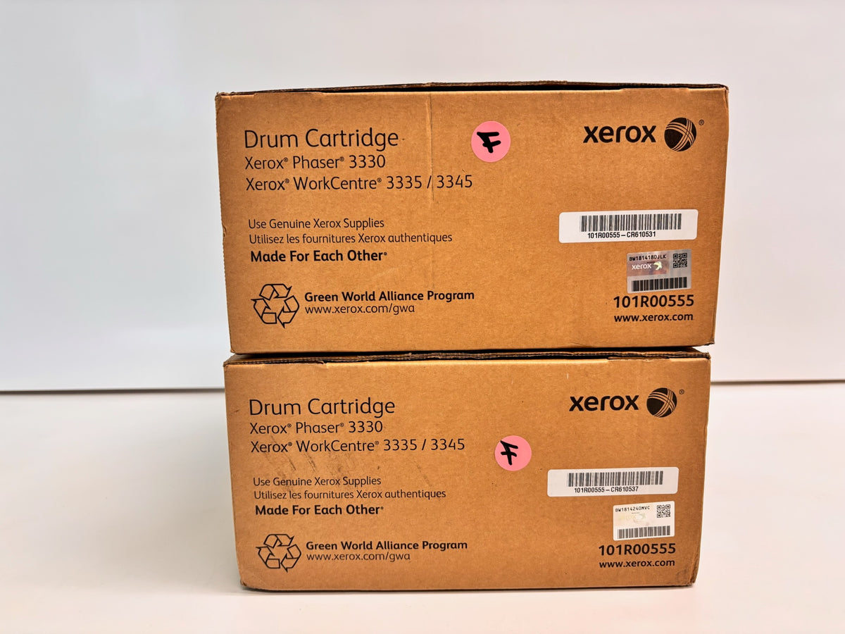 2 Genuine Xerox Phaser 3330,3345 Drum Cartridges 101R00555