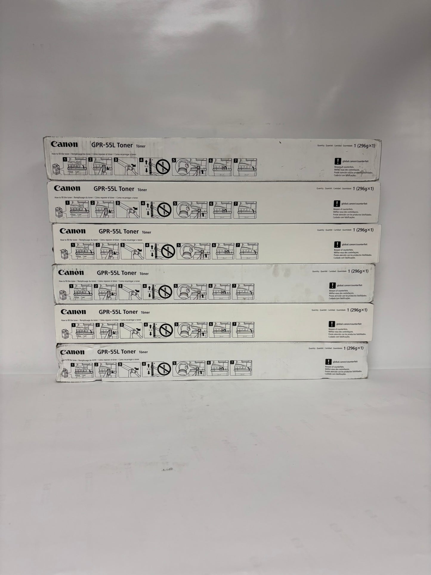 6 OEM Canon IR C5535,C5540,C5550,C5560 GPR-55L CCCMYY Toners (No Black)