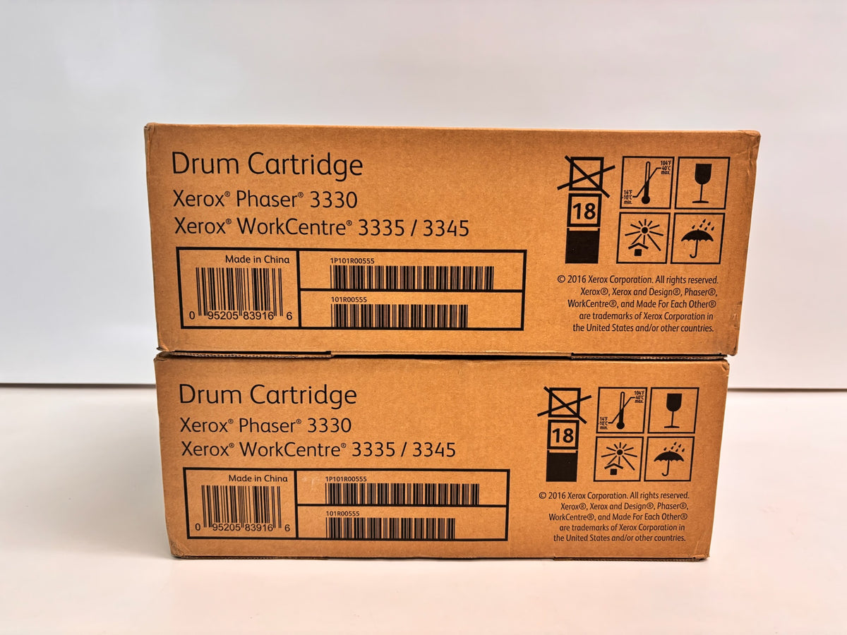 2 Genuine Xerox Phaser 3330,3345 Drum Cartridges 101R00555