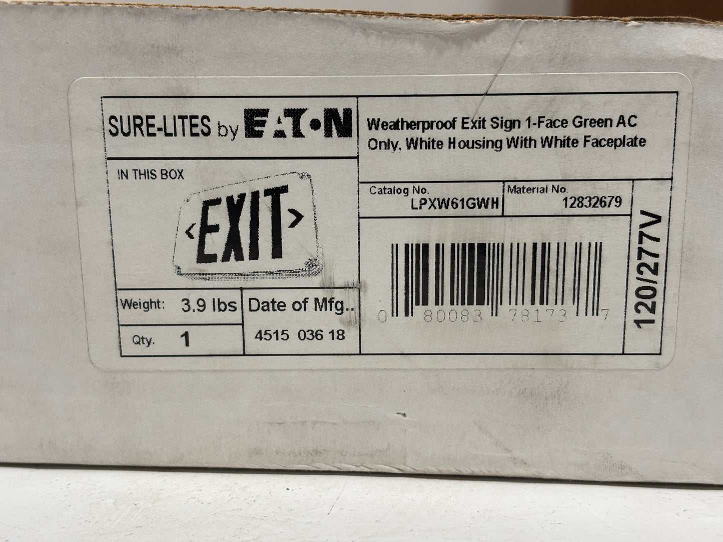 Sure-Lites LPXW61GWH LED Exit Sign, Wet Location, Green Letters, White Housing