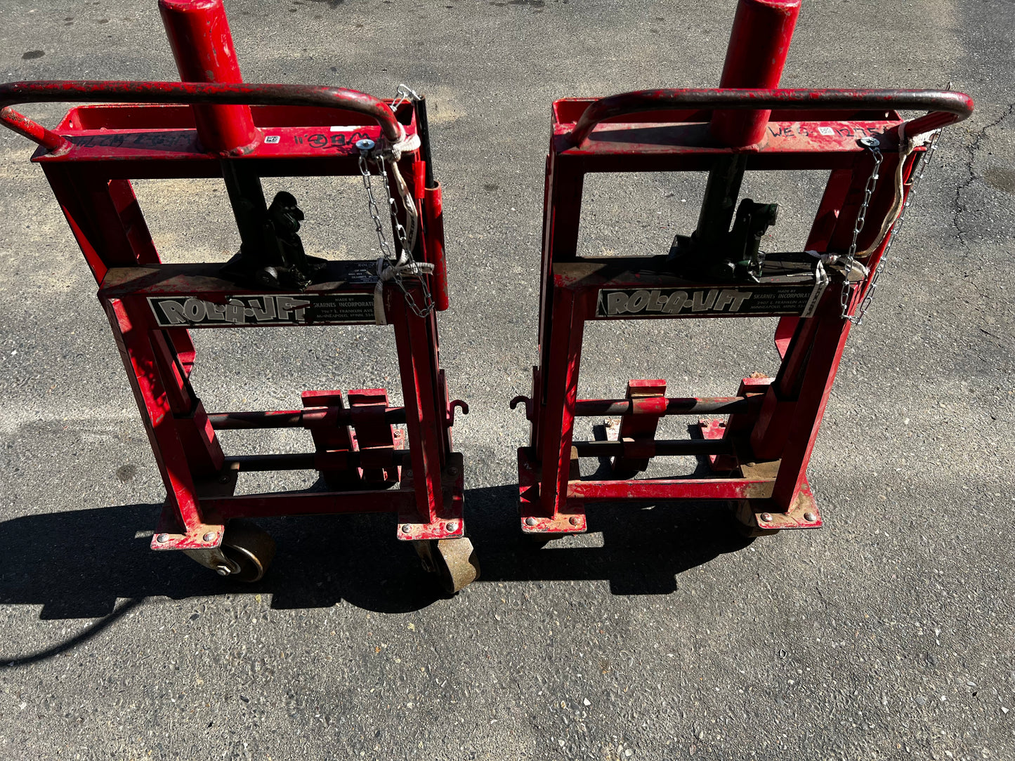 Red Rol-A-Lift 12,000 lb Load Machinery Movers, Pair, Polyurethane Wheels