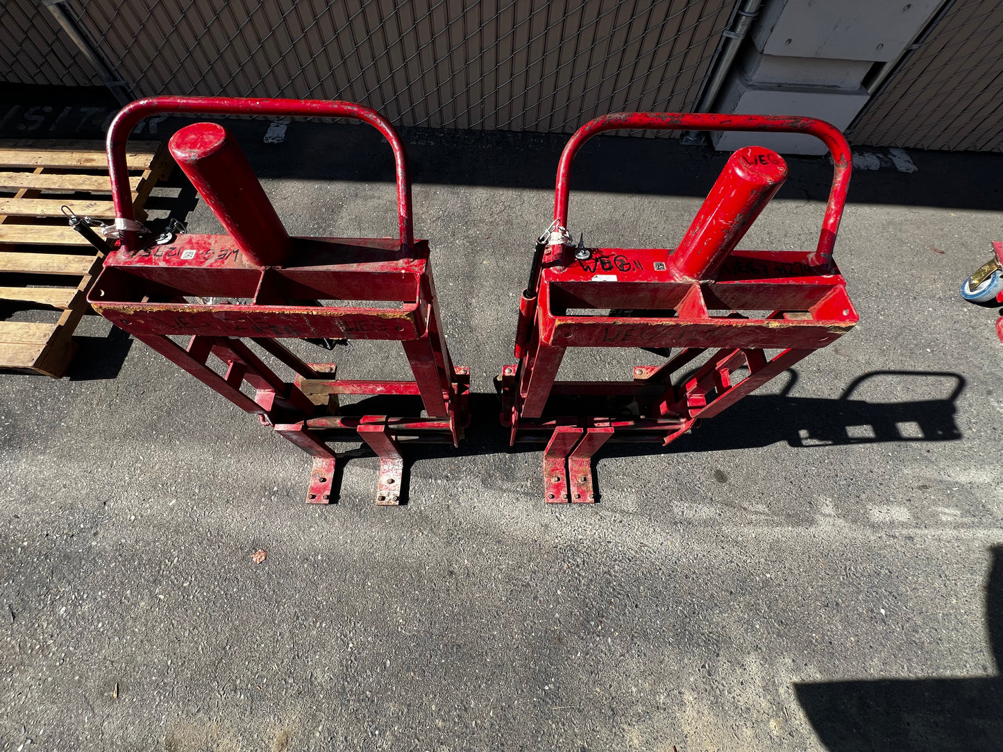 Red Rol-A-Lift 12,000 lb Load Machinery Movers, Pair, Polyurethane Wheels