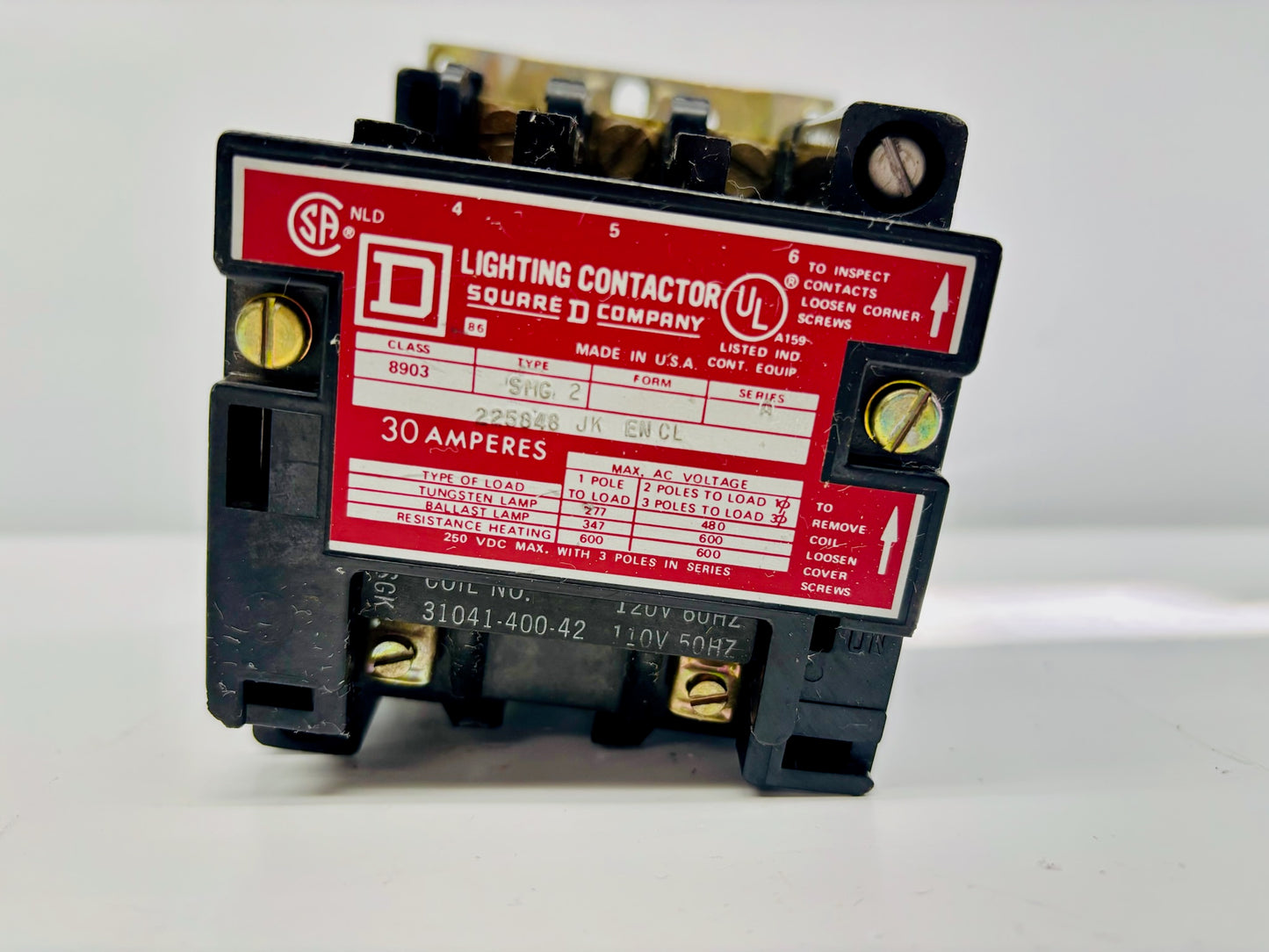 Square D 8903 SMG2 Lighting Contactor 30 A 110/120 V AC