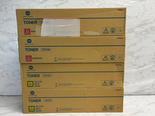 4 Genuine Konica Minolta bizhub C750i TN715M & TN715Y Toners ACP8230, ACP8330