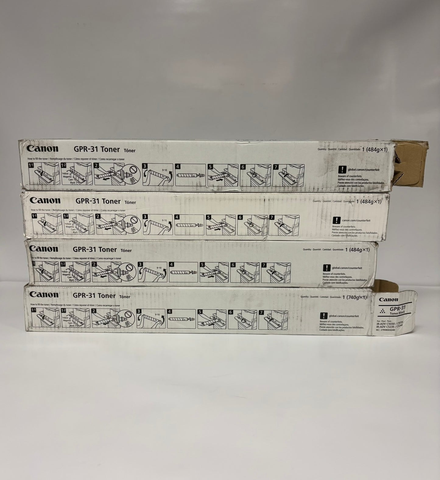 4 Open OEM Genuine Canon iR ADV C5030,C5035,C5235,C5240 GPR-31 CMYK Toners