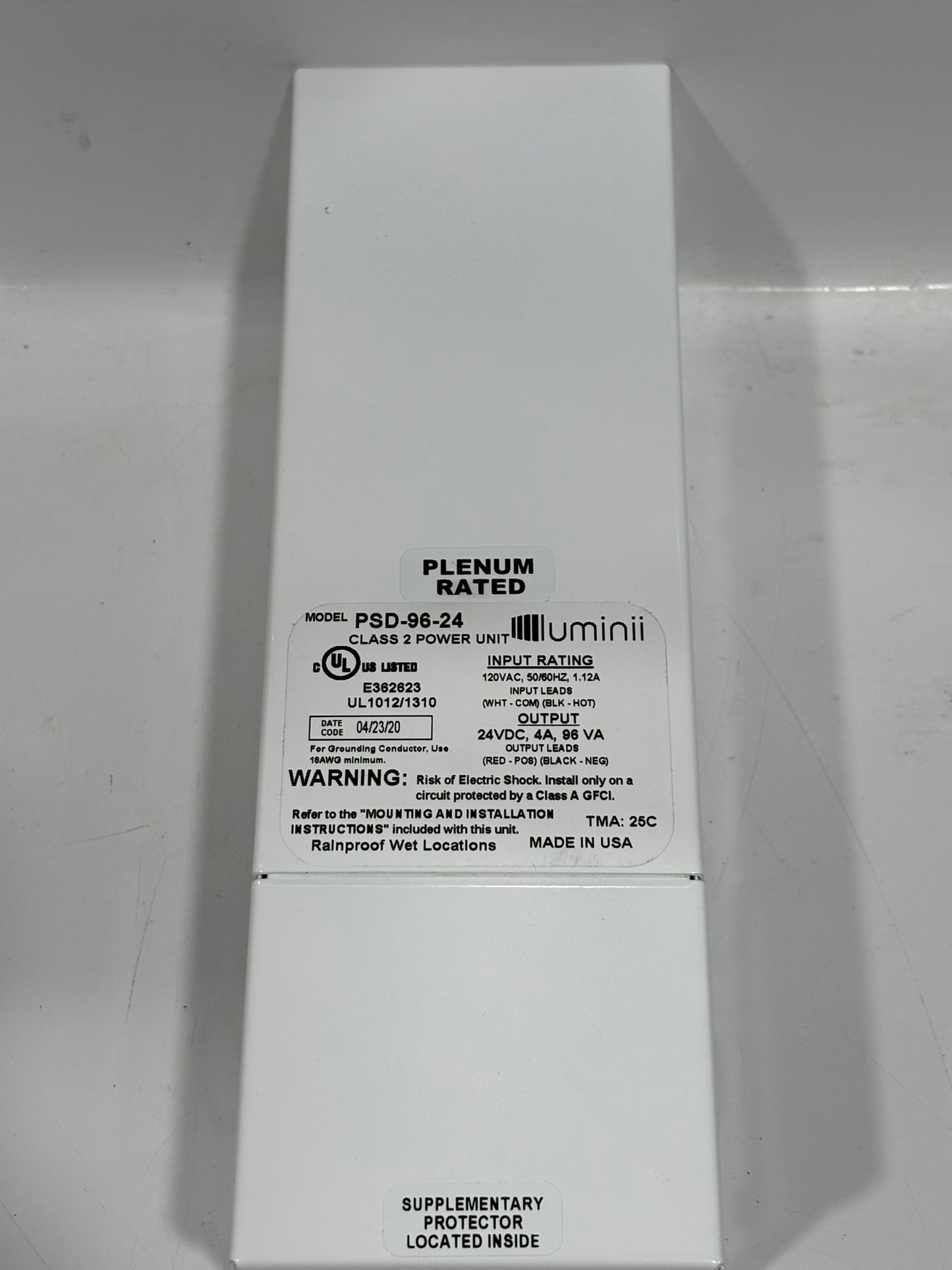 Luminii PSD-96-24 96W 24V DMX Dimmable LED Power Supply, Class 2