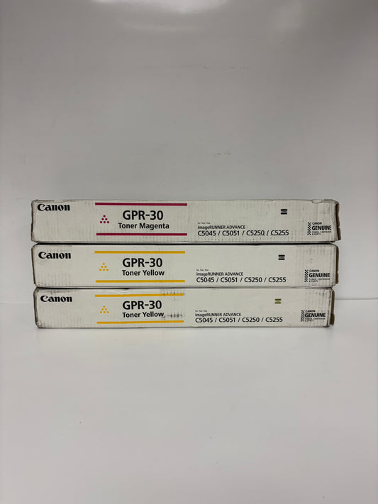 3 Genuine Canon iR ADVANCE C5045,C5051,C5250,C5255 GPR-30M & GPR-30Y Toners