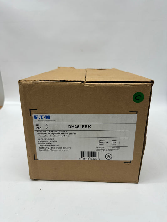 Eaton DH361FRK 30A 600V Heavy Duty Safety Switch 3 Pole