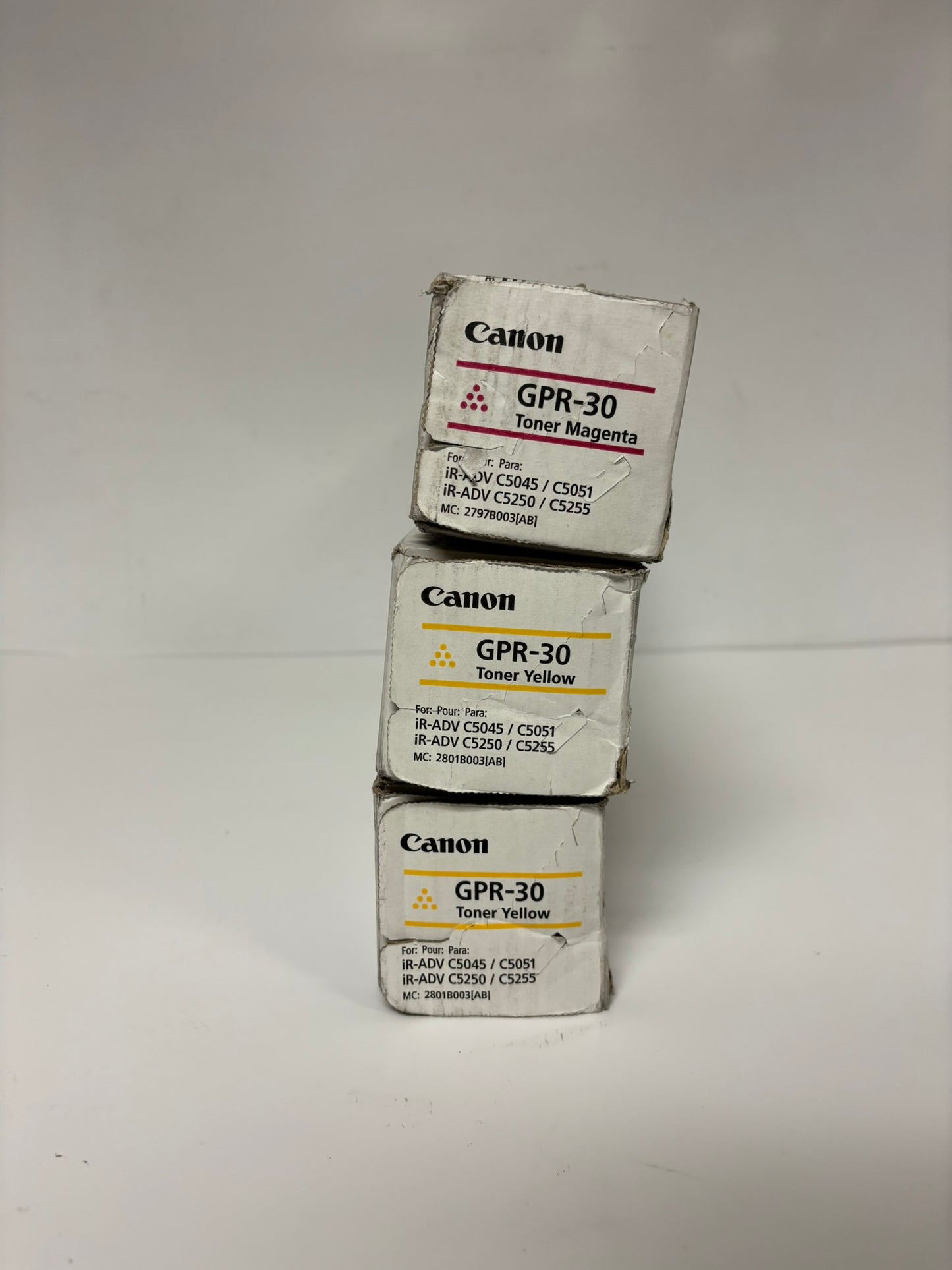 3 Genuine Canon iR ADVANCE C5045,C5051,C5250,C5255 GPR-30M & GPR-30Y Toners