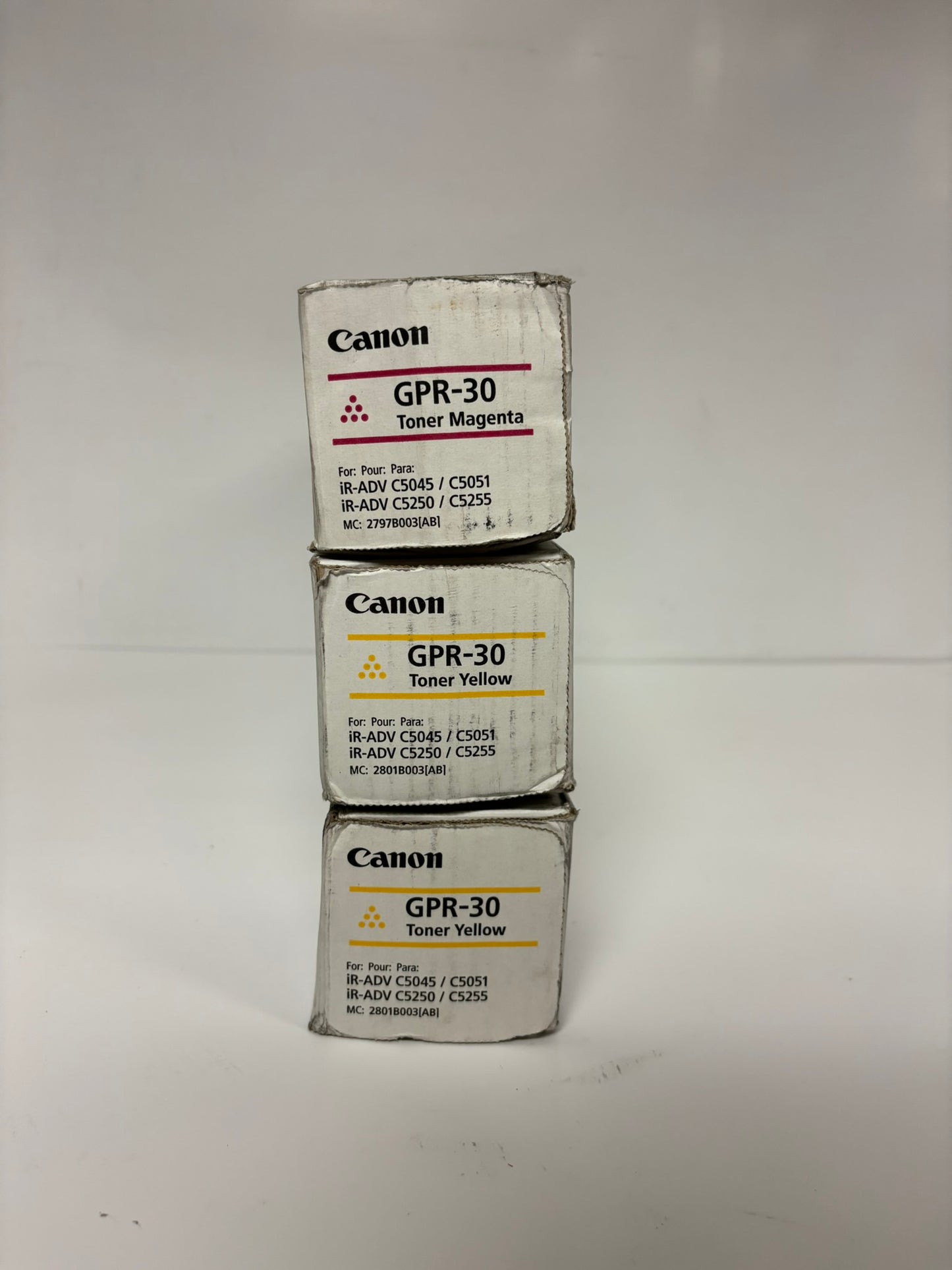 3 Genuine Canon iR ADVANCE C5045,C5051,C5250,C5255 GPR-30M & GPR-30Y Toners