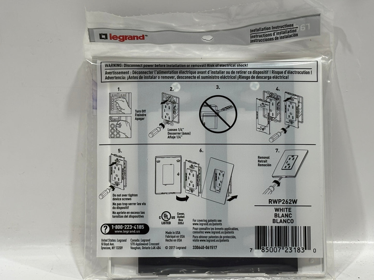 9 PK Legrand RWP262W Radiant 2-Gang Screwless Wall Plate, White, Polycarbonate