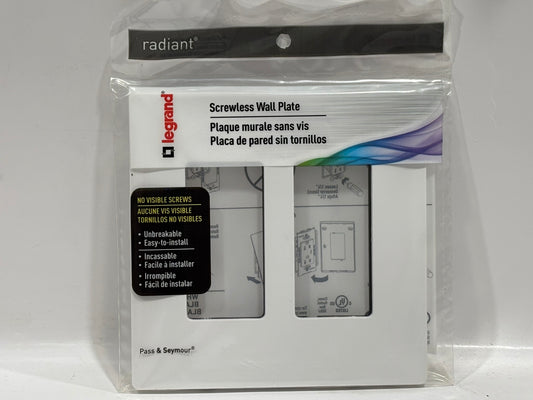 9 PK Legrand RWP262W Radiant 2-Gang Screwless Wall Plate, White, Polycarbonate