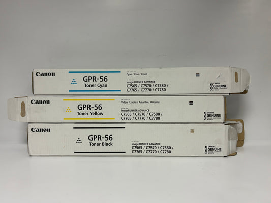 3 Open Genuine Canon IRA C7565,C7570,C7580,C7765,C7770 GPR-56 CYK Toners