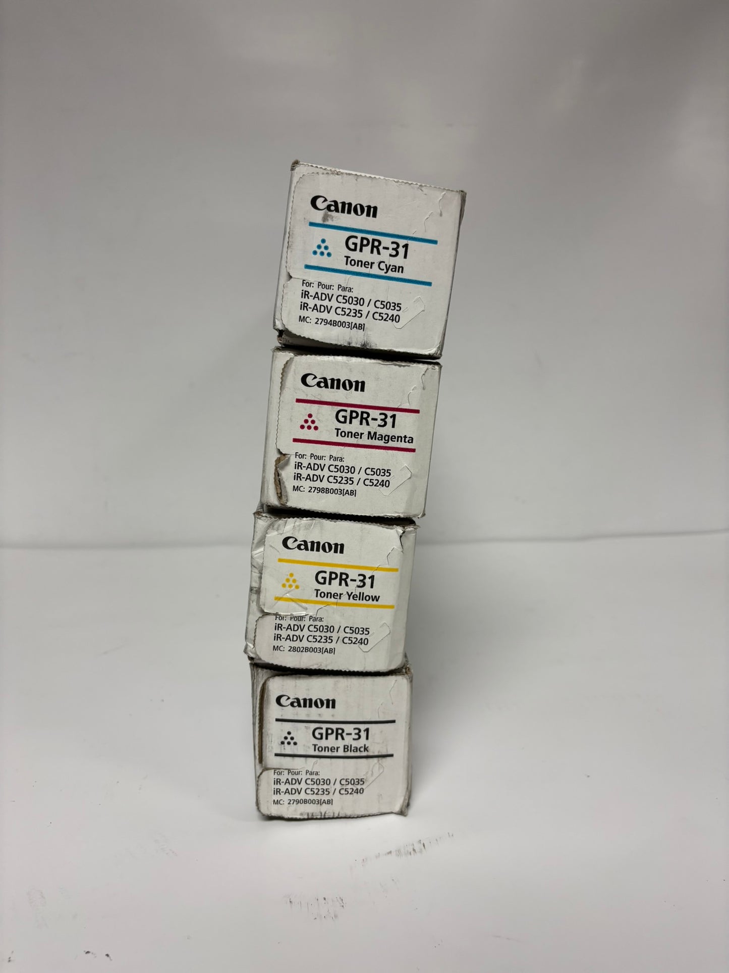 4 New Genuine Canon iR ADV C5030,C5035,C5235,C5240 GPR-31 CMYK Toners