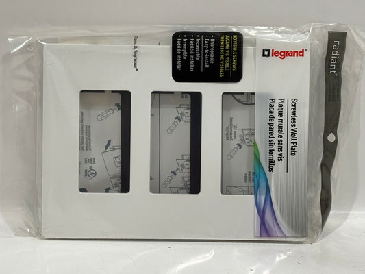 5 PK Legrand RWP263W Radiant 3‑Gang Screwless Wall Plate, Matte White Polycarbonate
