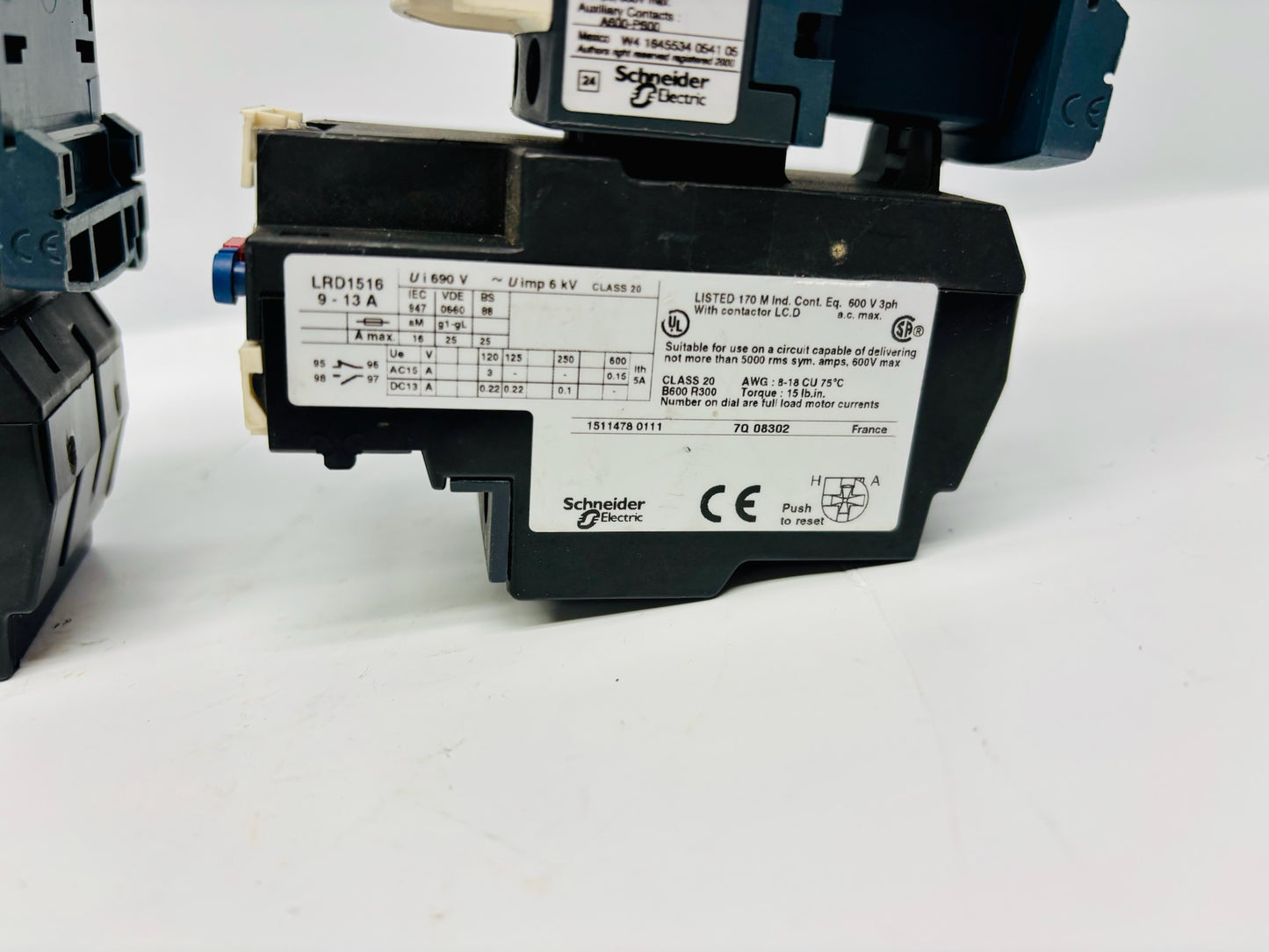 2 Pk Schneider LRD1516 9–13A Thermal Overload Relay