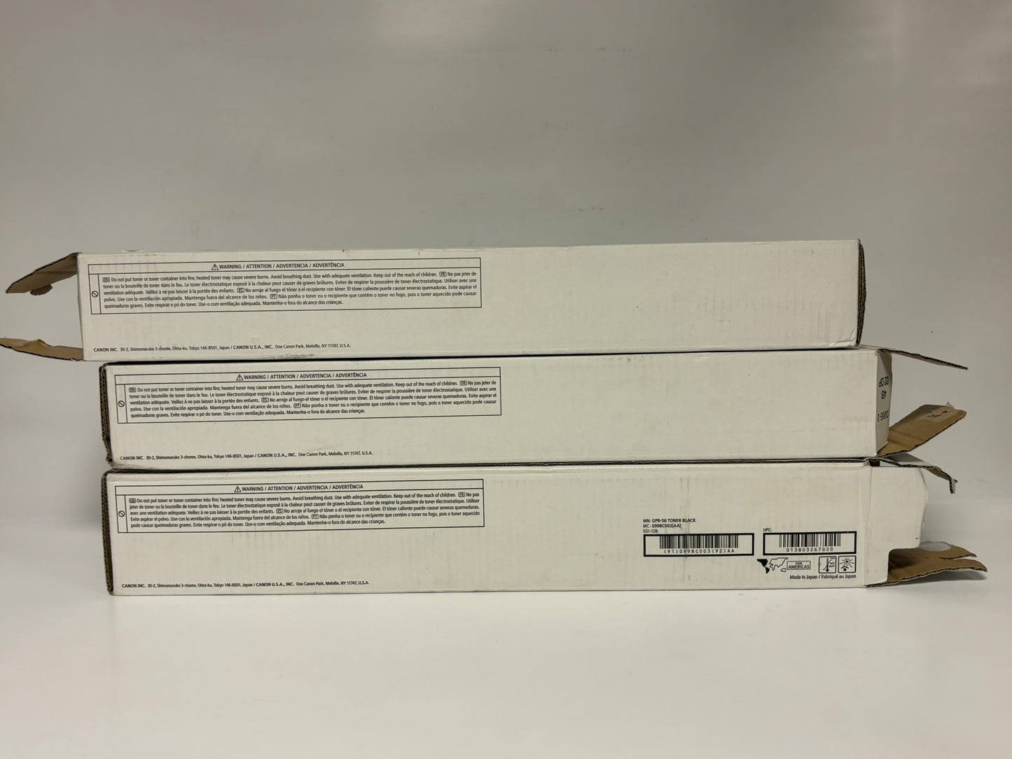 3 Open Genuine Canon IRA C7565,C7570,C7580,C7765,C7770 GPR-56 CYK Toners
