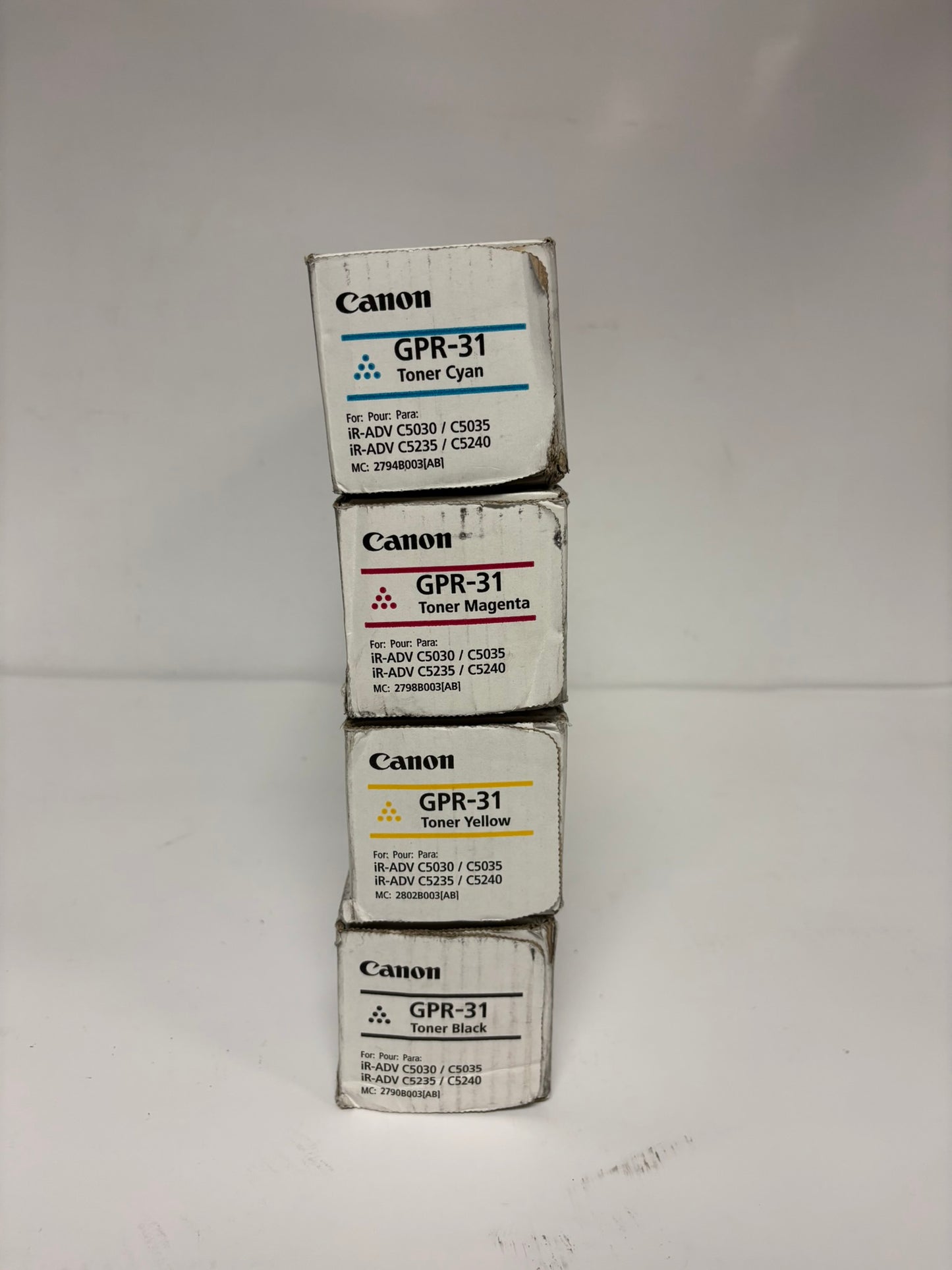 4 New Genuine Canon iR ADV C5030,C5035,C5235,C5240 GPR-31 CMYK Toners