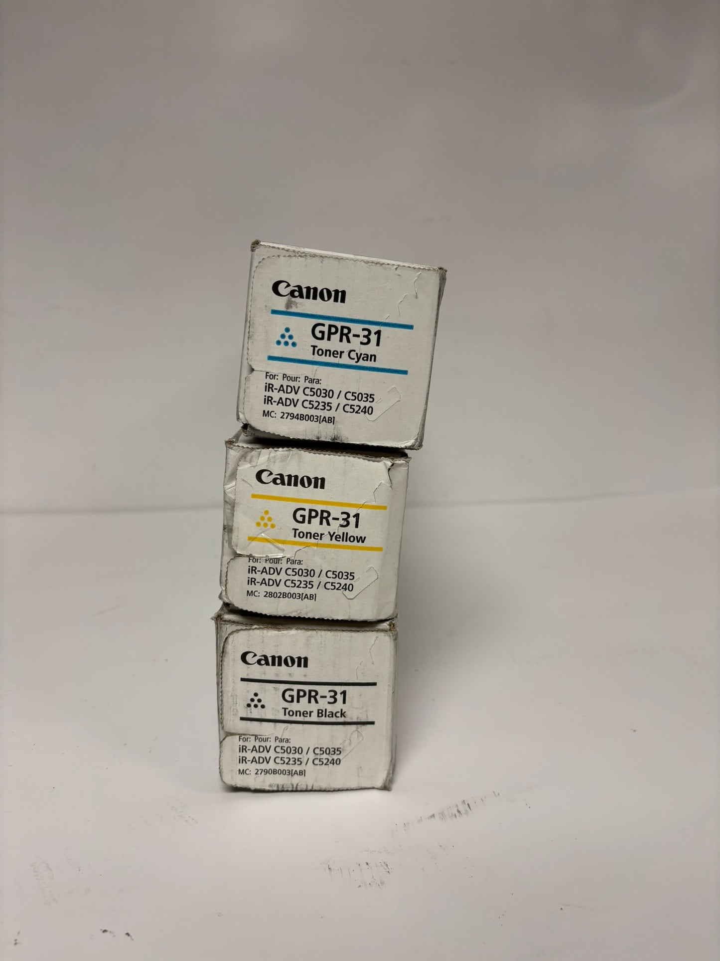 3 New Genuine Canon iR ADV C5030,C5035,C5235,C5240 GPR-31 CYK Toners (No Mag)