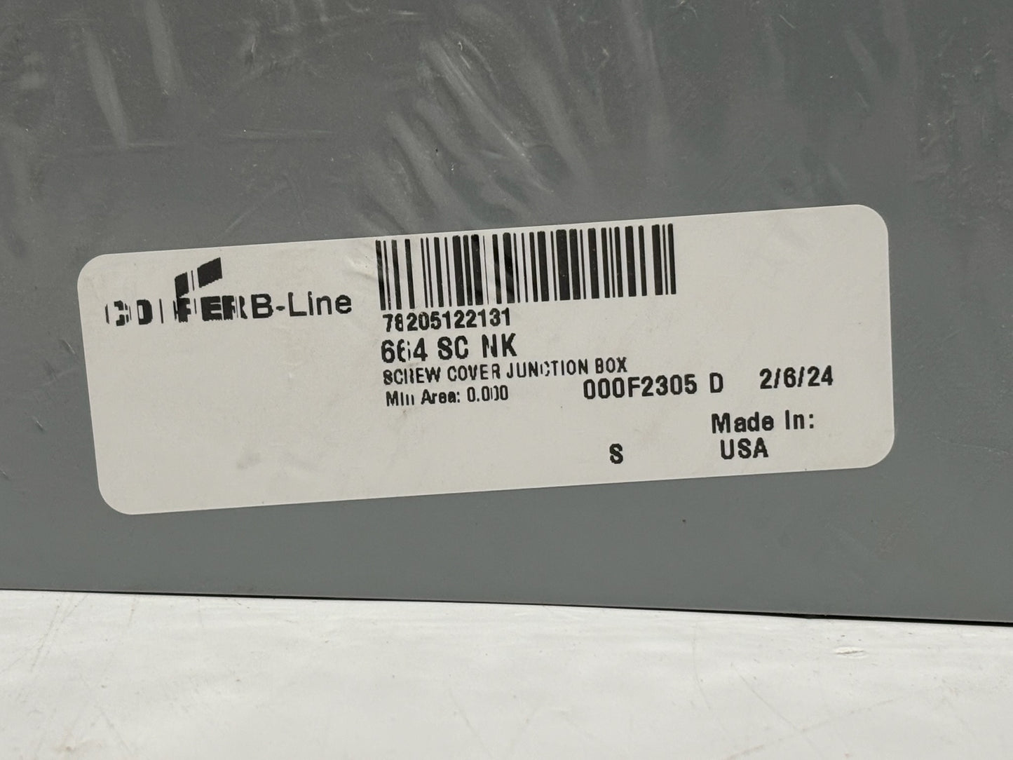 2 PK Cooper 664SC-NK 6x6x4 Steel Junction Box, No Knockouts, NEMA 1 Rated