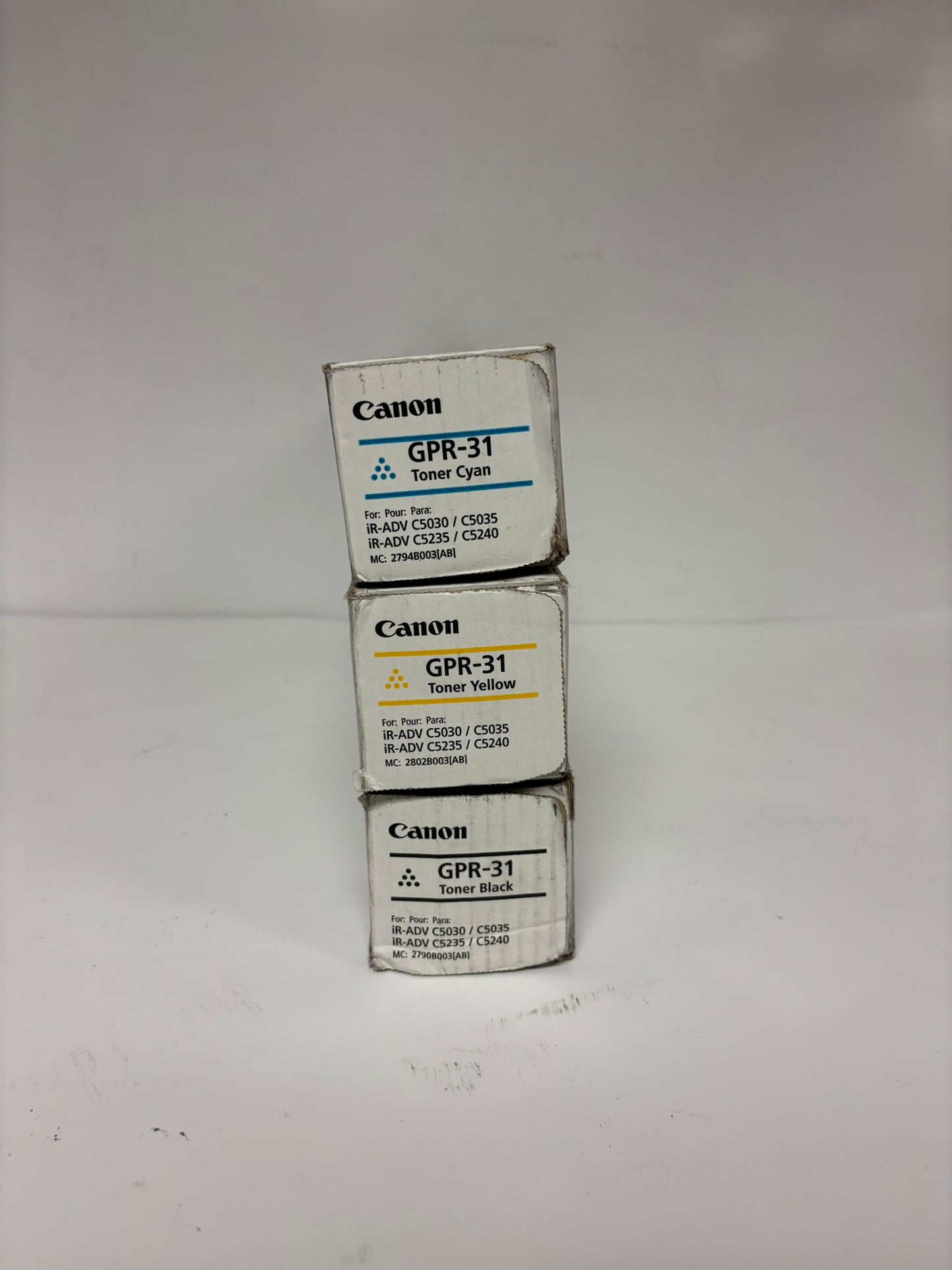 3 New Genuine Canon iR ADV C5030,C5035,C5235,C5240 GPR-31 CYK Toners (No Mag)
