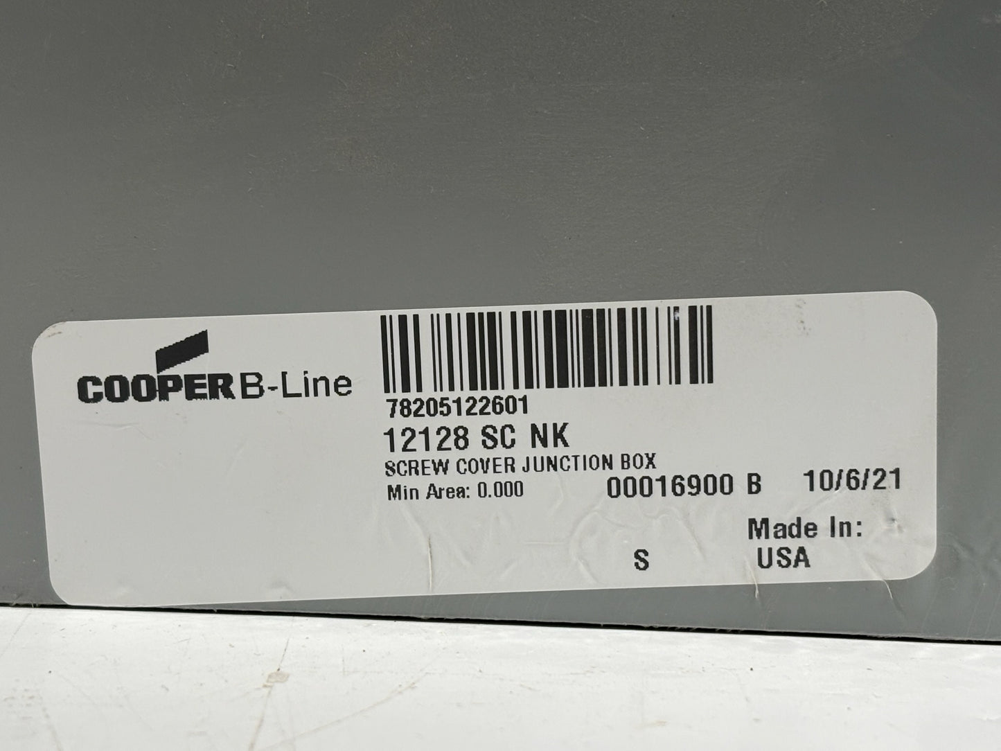 Cooper 12128SC-NK 12x12x8 Steel Junction Box, No Knockouts