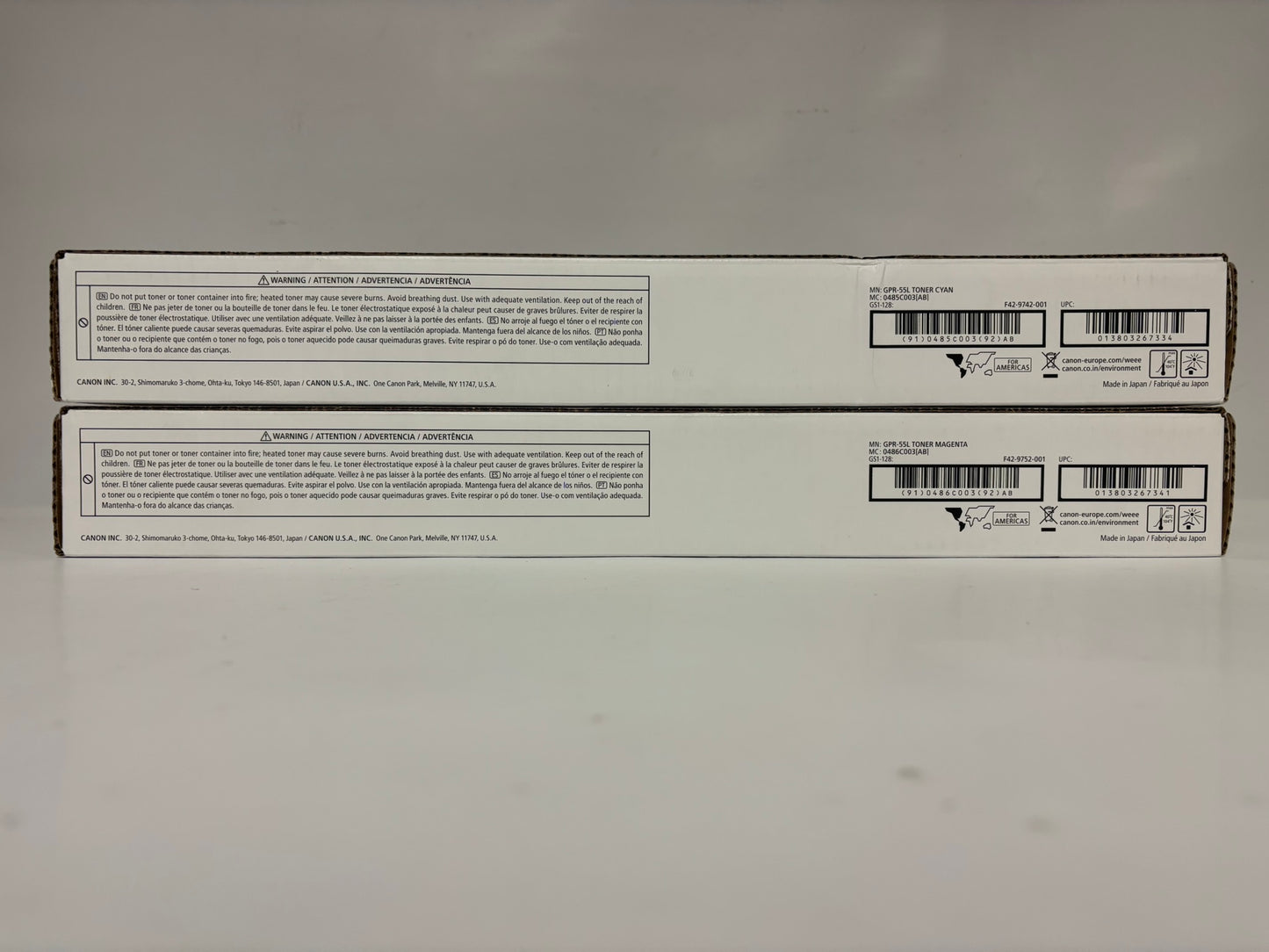 2 OEM Canon IR C5535,C5540,C5550,C5560 GPR55L, GPR-55L Cyan & Magenta Toners
