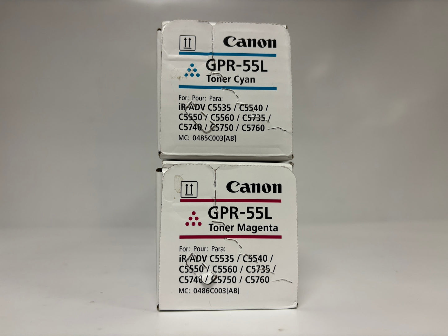 2 OEM Canon IR C5535,C5540,C5550,C5560 GPR55L, GPR-55L Cyan & Magenta Toners