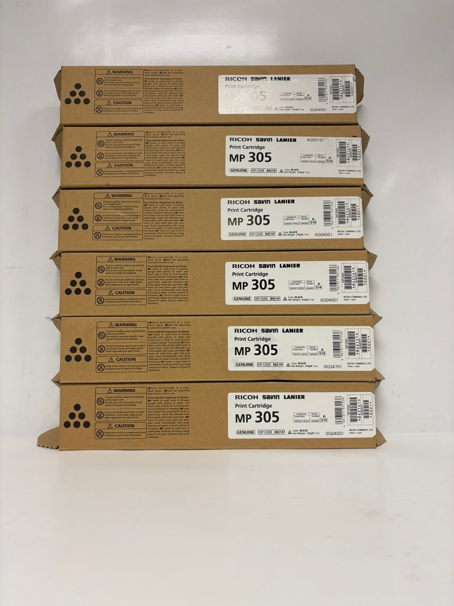 6 Genuine Ricoh MP 305SPF Black Toner Cartridges 842141 Same Day Ship