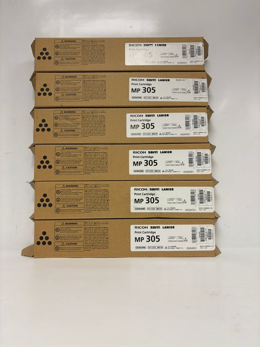 6 Genuine Ricoh MP 305SPF Black Toner Cartridges 842141 Same Day Ship